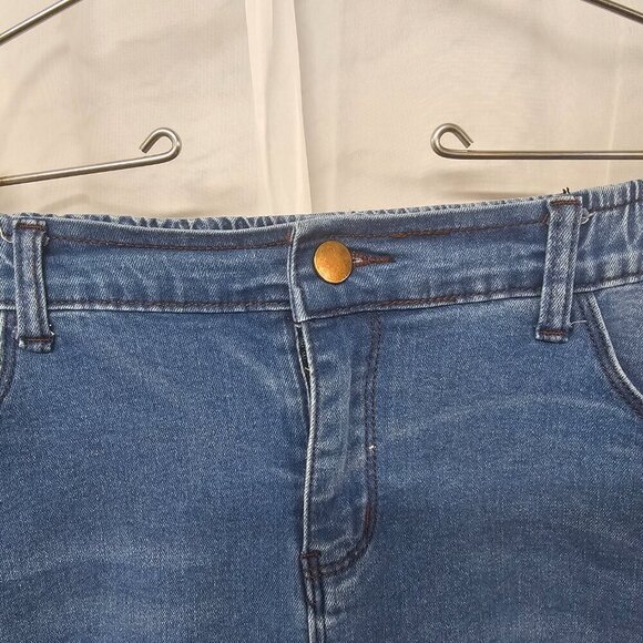 Blue Denim A-Line Midi Skirt Boho Faded Classic L - Picture 5 of 13